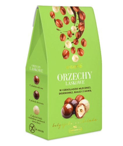 Orzechy laskowe w mix czekolad 80g Amaresti