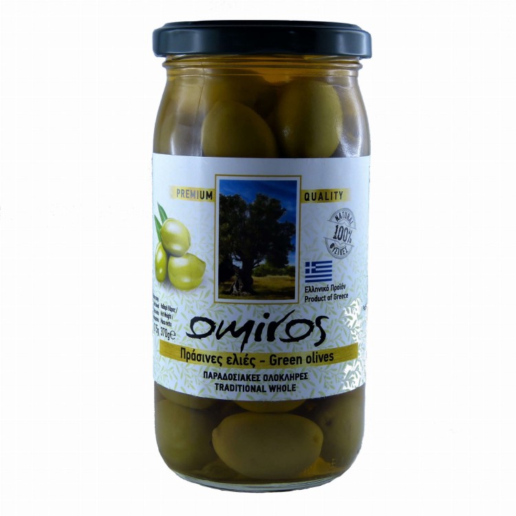 Oliwki greckie zielone z pestką 370g