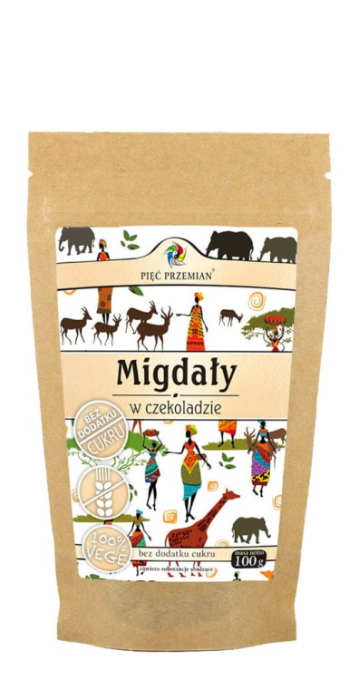 Migdały w czekoladzie bez cukru 100g - Pięć Przemian
