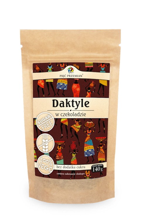 Daktyle w czekoladzie bez cukru 140g - Pięć Przemian