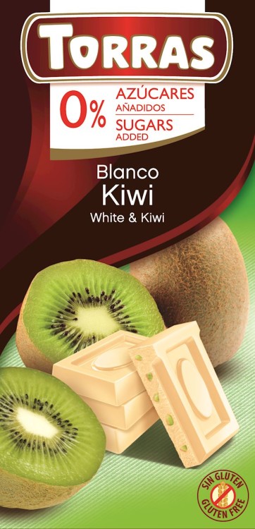 Czekolada Biała z Kiwi Bez Cukru 75g