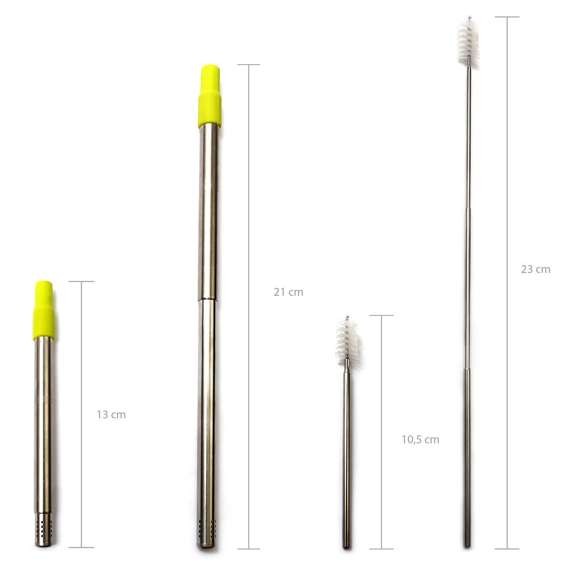 Bombilla Turismo (21 cm), zielone etui + szczoteczka do czyszczenia bombilli (23 cm)