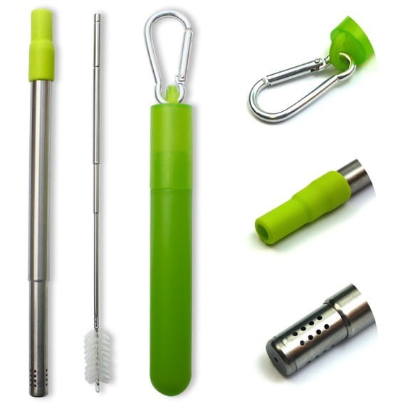 Bombilla Turismo (21 cm), zielone etui + szczoteczka do czyszczenia bombilli (23 cm)