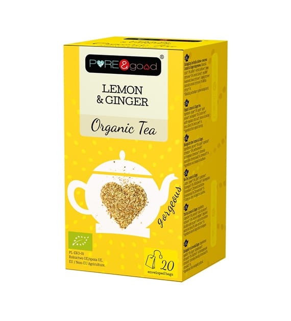 Herbata ziołowa ekologiczna Lemon&Ginger (Cytryna&Imbir) 20x2g PURE&GOOD
