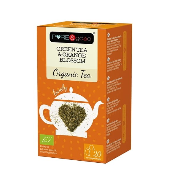 Herbata ekologiczna Green Tea&Orange Blossom (zielona z kwiatem pomarańczy) 20x1,8g PURE&GOOD