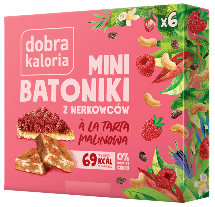 Mini batoniki z nerkowców a'la tarta malinowa 6x17g (102g) Dobra Kaloria