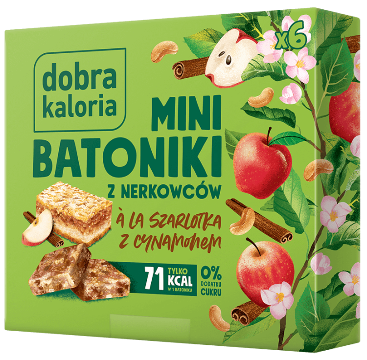 Mini batoniki z nerkowców a'la szarlotka z cynamonem 6x17g (102g) Dobra Kaloria