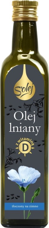 Olej lniany tłoczony na zimno z witaminą D 250ml Oleofarm S'Olej