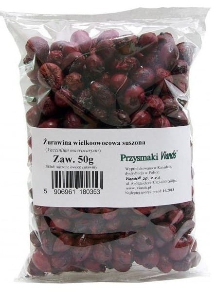 Żurawina wielkoowocowa suszona cała bez cukru 50g VIANDS