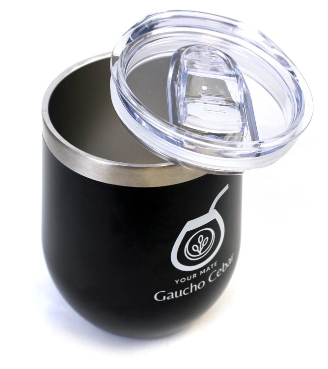 Matero stalowe TermoLid Negro (czarne) 350 ml  z przykrywką