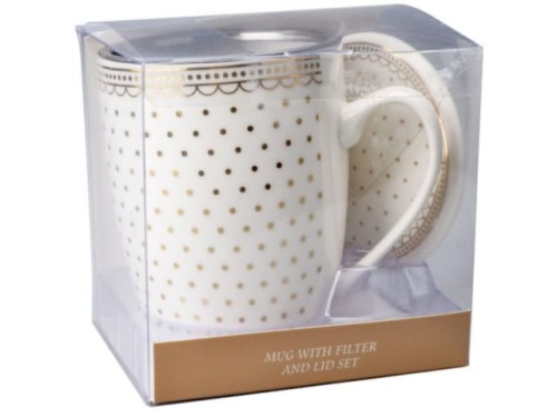 Kubek z zaparzaczem 350ml CR3-51 Złote Groszki
