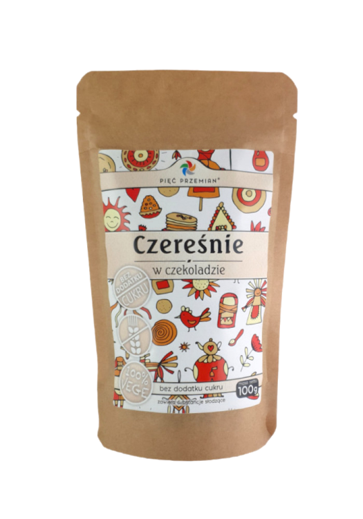 Czereśnie suszone w czekoladzie bez cukru 100g - Pięć Przemian