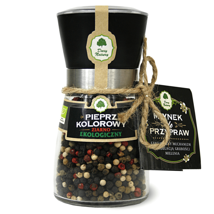 Pieprz kolorowy ziarno EKO (w młynku) 80g Dary Natury