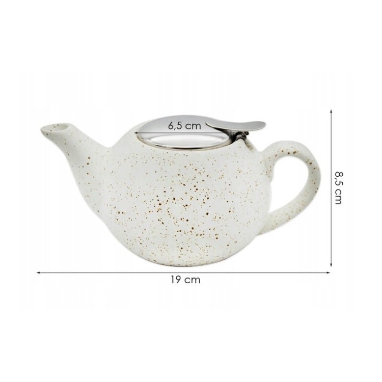 Dzbanek ceramiczny z zaparzaczem - biały/piasek 500ml