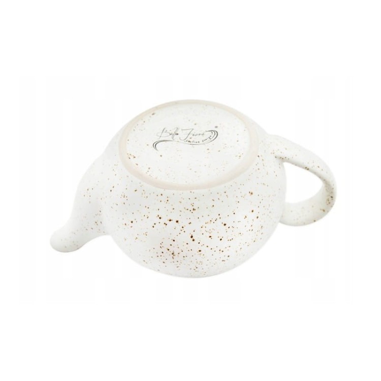 Dzbanek ceramiczny z zaparzaczem - biały/piasek 500ml