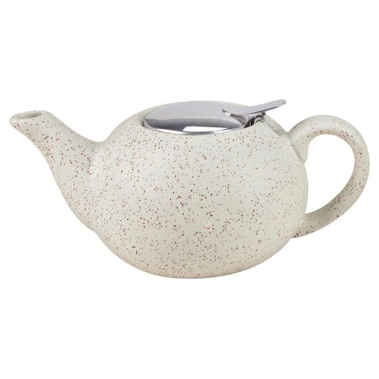 Dzbanek ceramiczny z zaparzaczem - biały/piasek 500ml