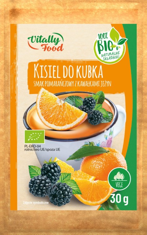 Kisiel do kubka - pomarańczowy z jeżynami BIO 30g Vitally Food
