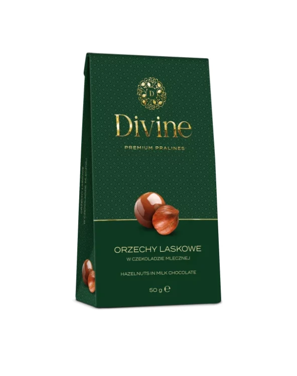 Orzechy laskowe w czekoladzie mlecznej 50g Divine Premium Pralines