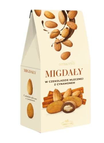 Migdały w mlecznej czekoladzie z cynamonem 80g Amaresti