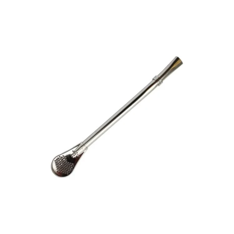 Bombilla (rurka do yerba Mate) AL221 nierdzewna ze srebrnym pierścieniem 15,5cm