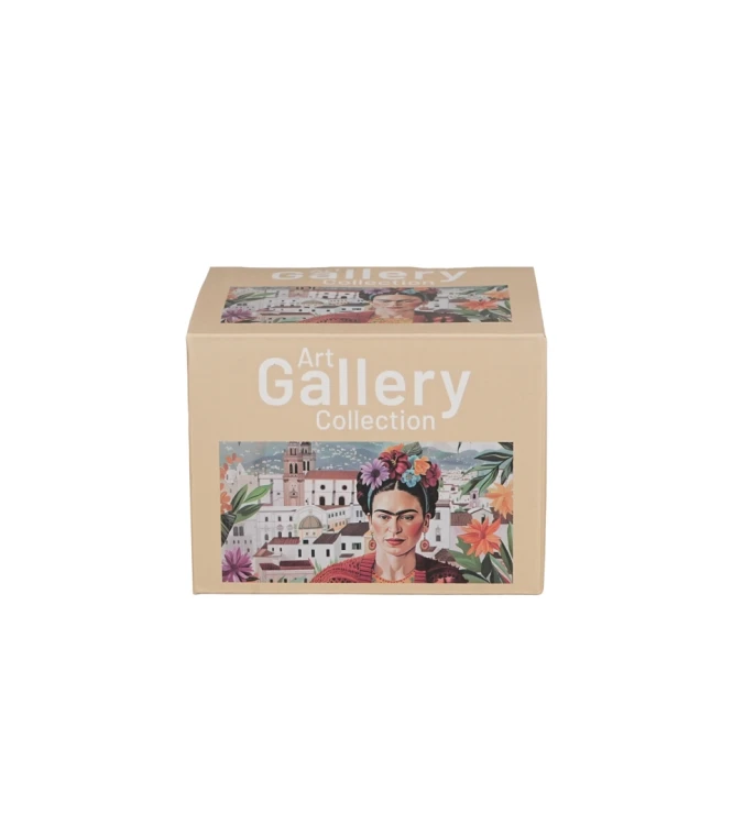 opakowanie ozdobne do kubka w kształcie baryłki z zaparzaczem i pokrywką 430ml MEXICAN ART RED - FRIDA