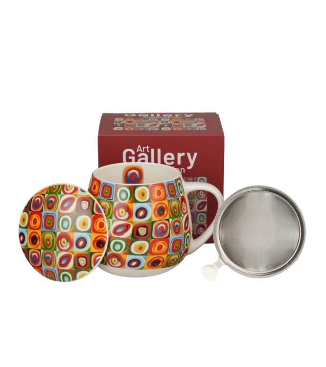 Kubek baryłka z zaparzaczem i pokrywką 430ml SQUARES with CIRCLES by W. Kandinsky