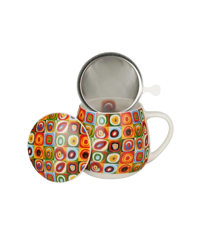 Kubek baryłka z zaparzaczem i pokrywką 430ml SQUARES with CIRCLES by W. Kandinsky