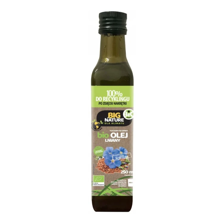Tłoczony na zimno olej lniany BIO 250ml Big Nature