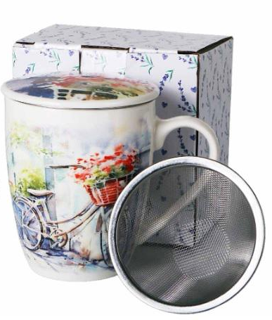 Kubek z metalowym zaparzaczem i pokrywką 360ml FESTIVO