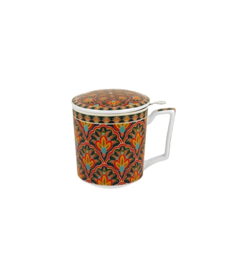 Kubek porcelanowy z metalowym zaparzaczem i pokrywką 450ml FESTUM