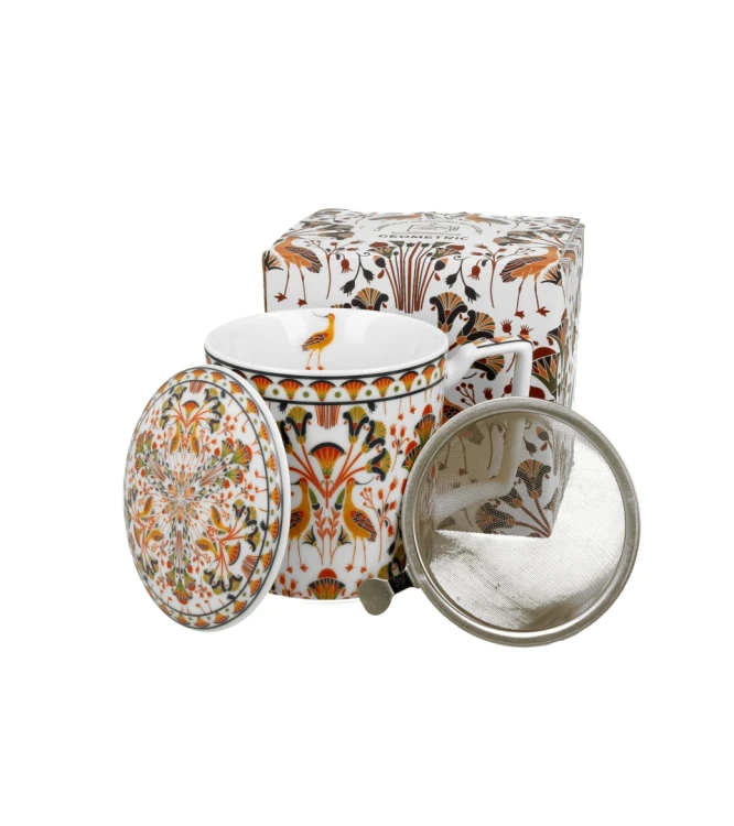 Kubek porcelanowy z metalowym zaparzaczem i pokrywką 450ml HERON