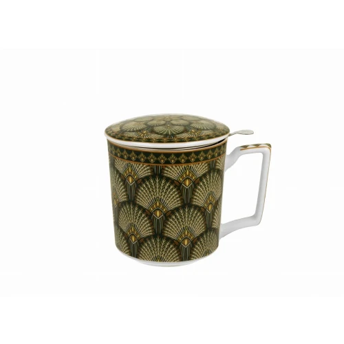 Kubek porcelanowy z metalowym zaparzaczem i pokrywką 450ml VERDIGO