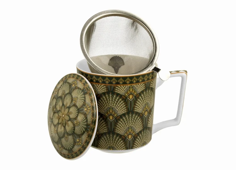 Kubek porcelanowy z metalowym zaparzaczem i pokrywką 450ml VERDIGO