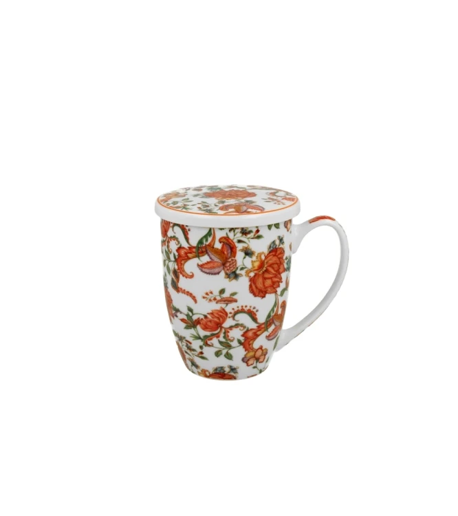 Porcelanowy kubek z metalowym zaparzaczem i pokrywką 360ml PRIMAVERA
