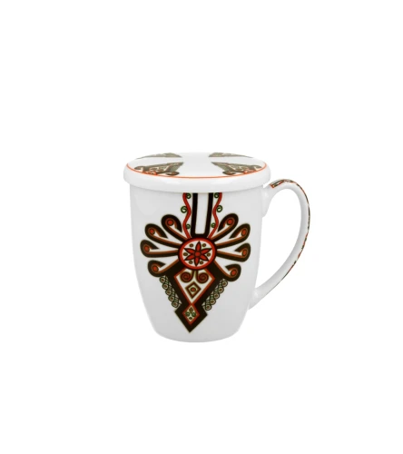 Kubek porcelanowy z metalowym zaparzaczem i pokrywką 350ml PARZENICA