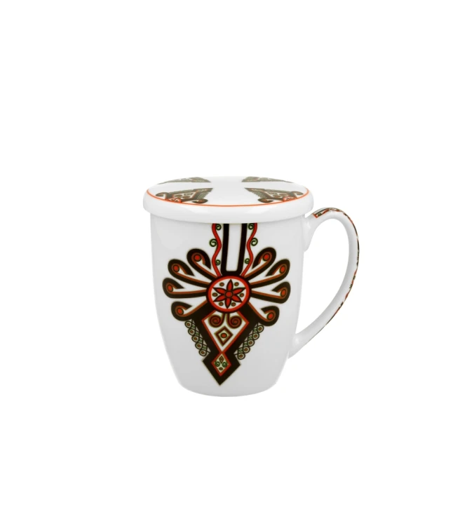 Kubek porcelanowy z metalowym zaparzaczem i pokrywką 350ml PARZENICA