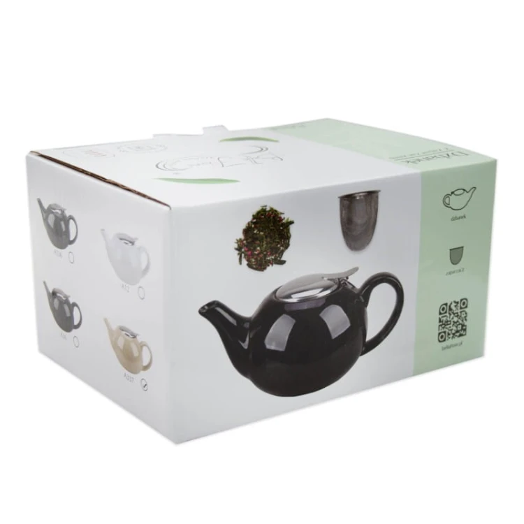 Opakowanie na dzbanek ceramiczny z zaparzaczem - czarny/połysk 750ml