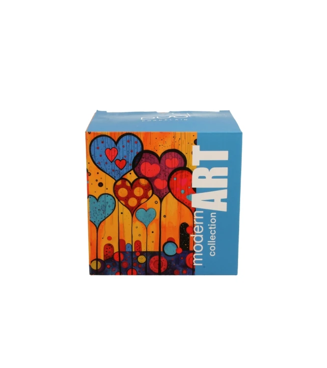 Opakowanie ozdobne na kubek porcelanowy z metalowym zaparzaczem i pokrywką 450ml MODERN HEARTS