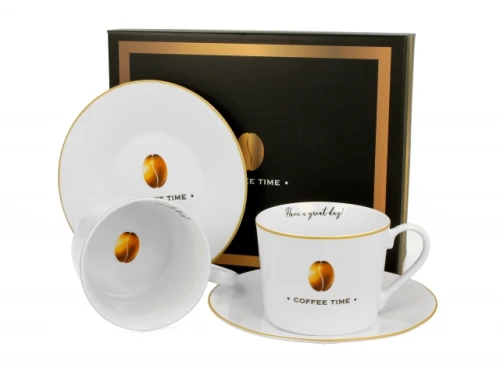 Komplet porcelanowych filiżanek ze spodkami - 230ml COFFEE TIME 2 zapakowanych w eleganckie pudełko