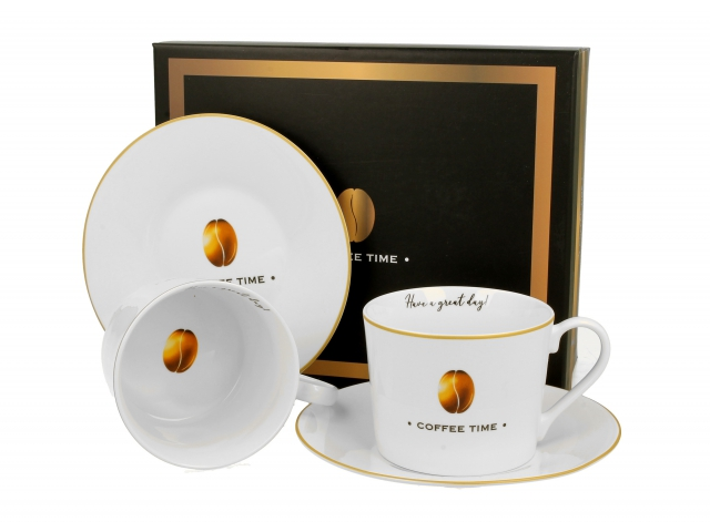 Komplet porcelanowych filiżanek ze spodkami - 230ml COFFEE TIME 2 zapakowanych w eleganckie pudełko