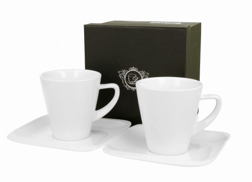 Komplet porcelanowych filiżanek ze spodkami - 250ml INFINITY zapakowanych w eleganckie pudełko