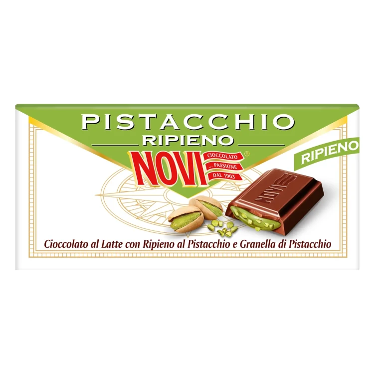 Włoska Czekolada mleczna z Kremem Pistacjowym 105g NOVI PISTACCHIO RIPIENO