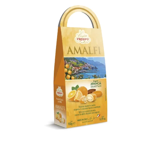 Włoskie Migdały Pomarańczowe w Białej Czekoladzie 150g CRISPO AMALFI