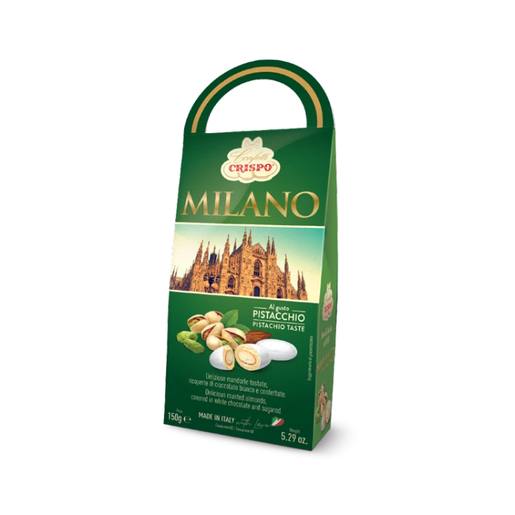 Włoskie Migdały Pistacjowe w Białej Czekoladzie 150g CRISPO MILANO