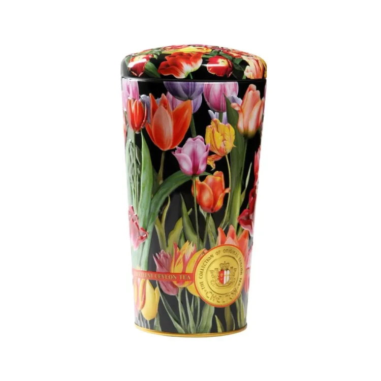 Cejlońska herbata czarna i zielona liściasta, smakowa - Puszka Vase Of Tulips – 150g Chelton