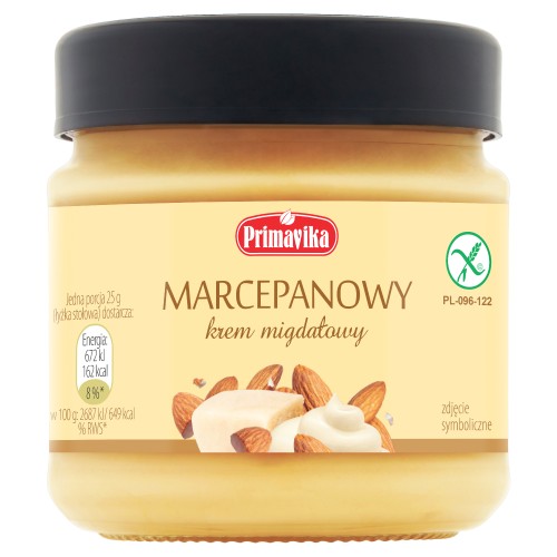Krem marcepanowy - z prażonych migdałów z dodatkiem cukru 185g Primavika