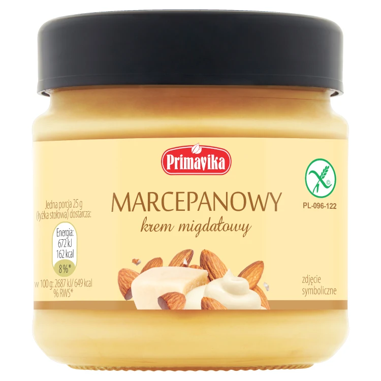 Krem marcepanowy - z prażonych migdałów z dodatkiem cukru 185g Primavika