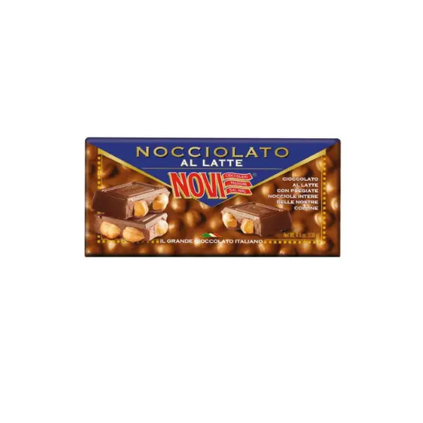 Włoska czekolada mleczna z całymi orzechami laskowymi 130g NOVI Nocciolato al latte