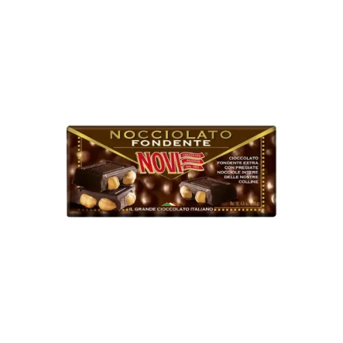 Włoska czekolada gorzka z całymi orzechami laskowymi 130g NOVI Nocciolato fondente