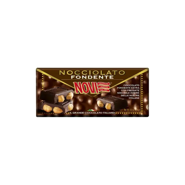 Włoska czekolada gorzka z całymi orzechami laskowymi 130g NOVI Nocciolato fondente